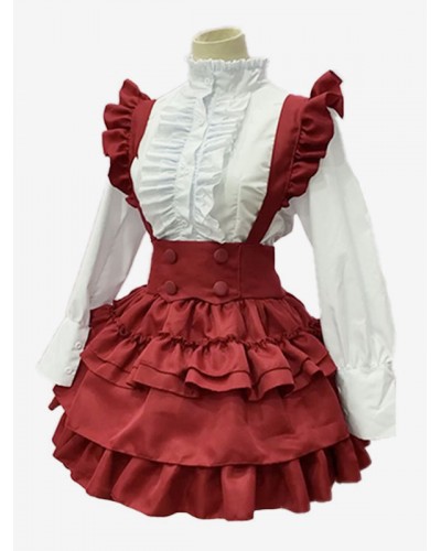 Gothic Lolita Dresses Ruffles Red Red