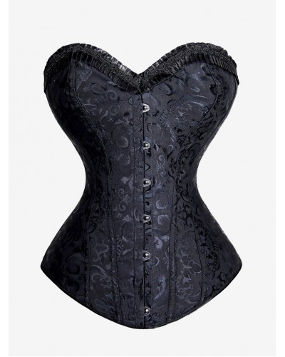 Lace-Up Over Bust Corsets With Front Button Overbust Corset