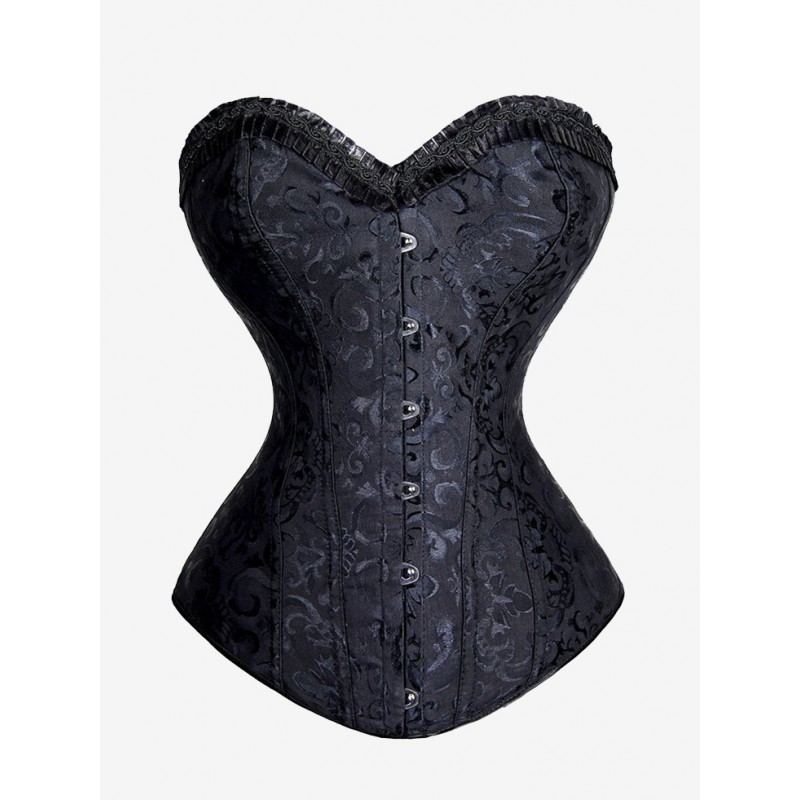 Lace-Up Over Bust Corsets With Front Button Overbust Corset