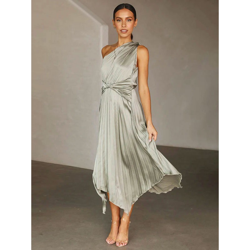 One-Shoulder Dress Sleeveless Casual Floor Length Dress Maxi Daily Casual Resort Wear