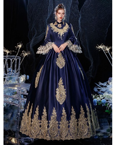 Women Rococo Victorian Retro Costume Dress Masquerade Lace Cotton Cosplay Costume Carnival Euro-Style ROCOCO