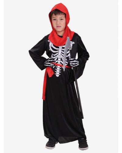 Halloween Costumes For Kids Black Polyester Fiber Polyester Hood Sash Holiday Costume Full Set Shift