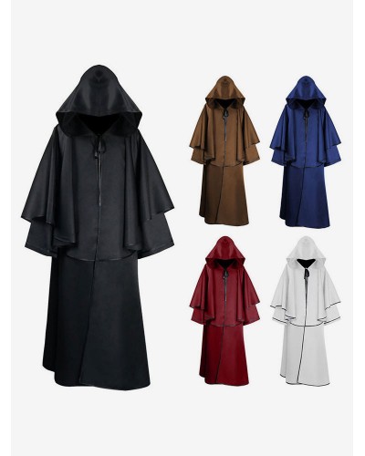 Unisex Medieval Capes Halloween Hooded Robes Monk Cloaks Accessories Retro Euro-Style