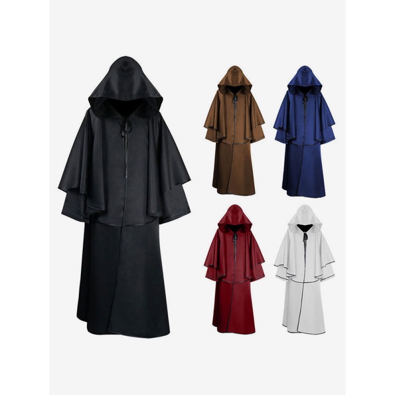 Unisex Medieval Capes Halloween Hooded Robes Monk Cloaks Accessories Retro Euro-Style