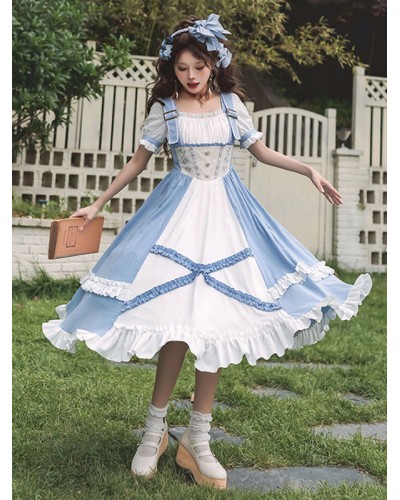 Sweet Lolita Dress Polyester Short Sleeves Dress