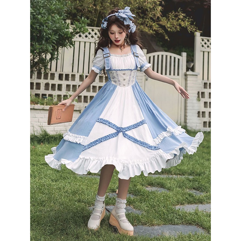 Sweet Lolita Dress Polyester Short Sleeves Dress