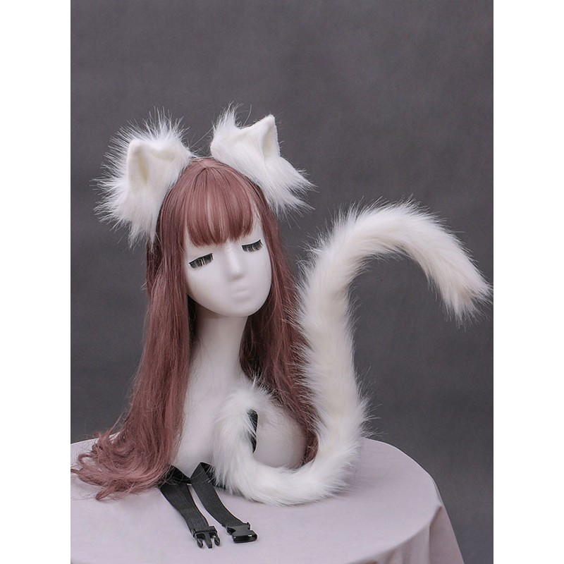 Sweet Lolita White Cats Ears Cats Tail Lolita Accessory Outfits Accessories Daily Casual