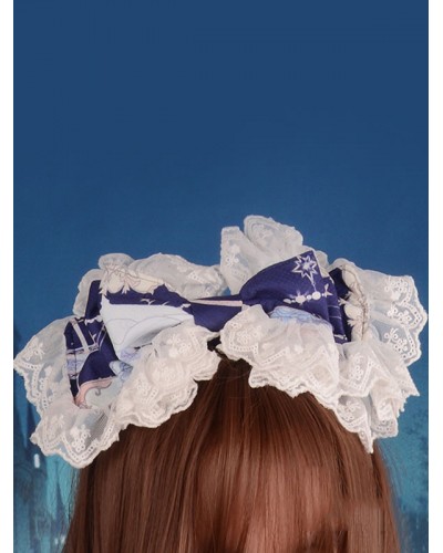 Lolita Headpieces Lac Bows Blue Ruffle Tiered Lolita Hairpins Sweet