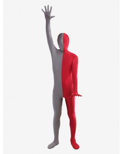 Unisex Morph Suit Halloween Grey Red Lycra Spandex Full Body Zentai Suit Halloween