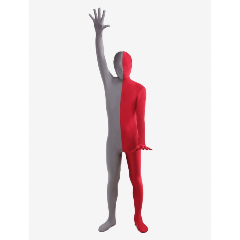 Unisex Morph Suit Halloween Grey Red Lycra Spandex Full Body Zentai Suit Halloween