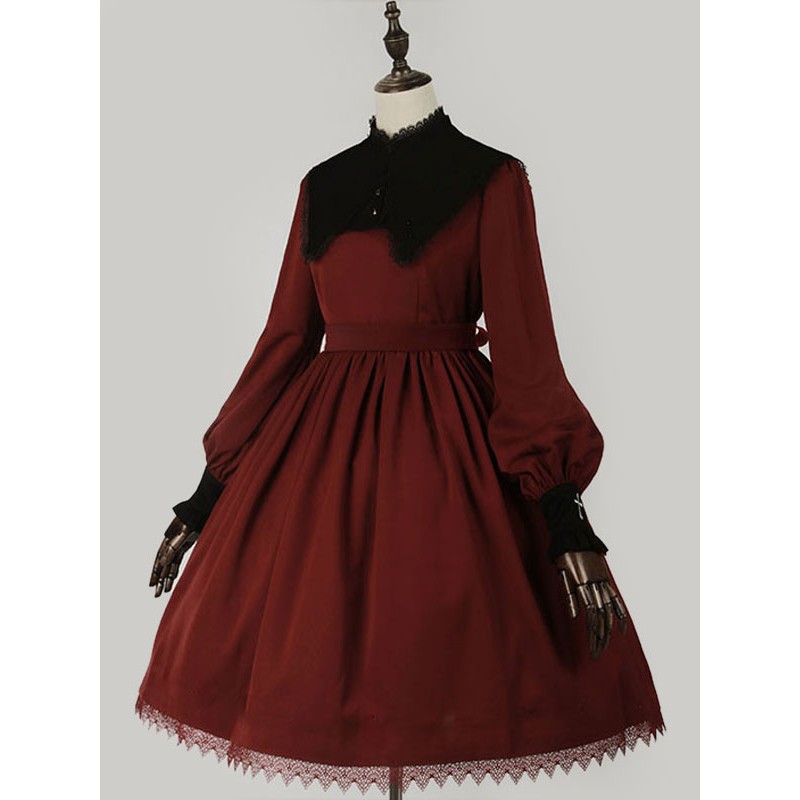 Classic Lolita OP Dress Long Sleeve Lolita One Piece Dresses Classic  Traditional Spring Fall Winter Tea Party