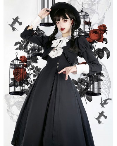 Gothic Lolita Dresses Ruffles Pleated Black