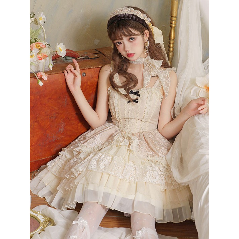 Sweet Lolita Dress Polyester Sleeveless Jumper Dress