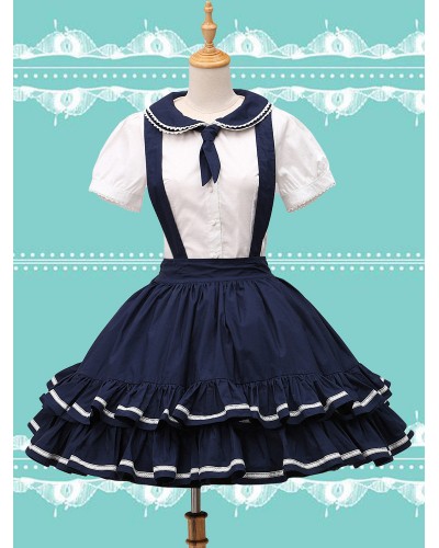 Pure Cotton Straps Neck Lolita Skirt Tea Party