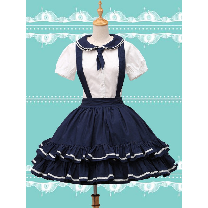 Pure Cotton Straps Neck Lolita Skirt Tea Party