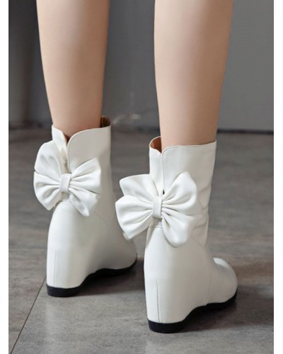 Lolita Boots Bows Round Toe Hidden Heel Lolita Booties Daily Casual