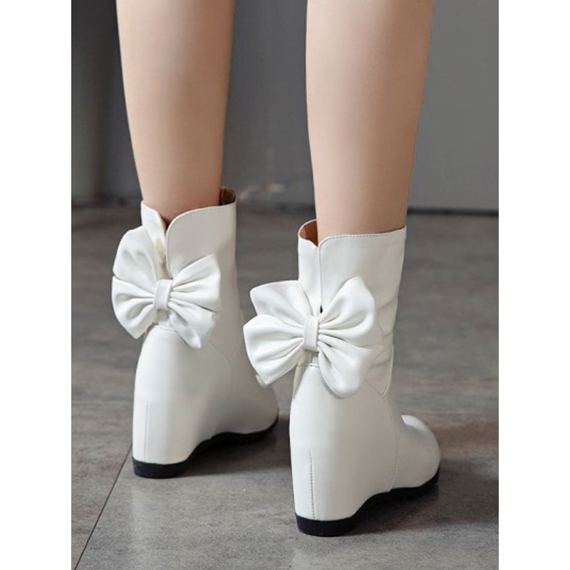 Lolita Boots Bows Round Toe Hidden Heel Lolita Booties Daily Casual