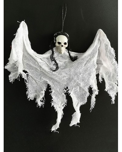 Unisex Halloween Scary Decorations White Skull Polyester Fiber Wall Decorations