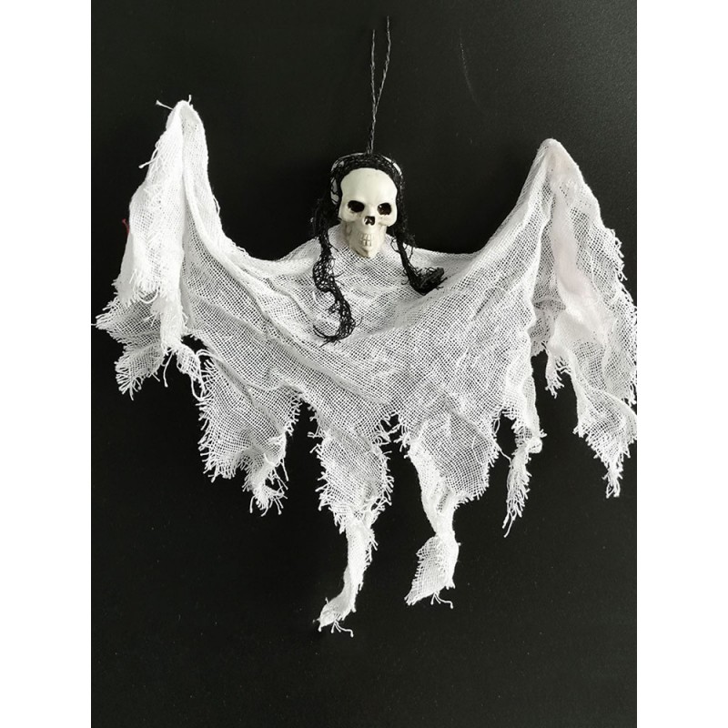 Unisex Halloween Scary Decorations White Skull Polyester Fiber Wall Decorations