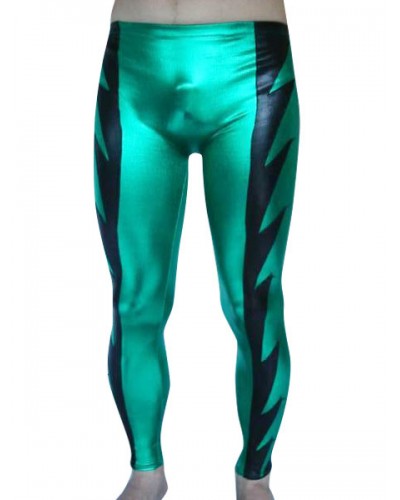 Green And Black Shiny Metallic Male Pants