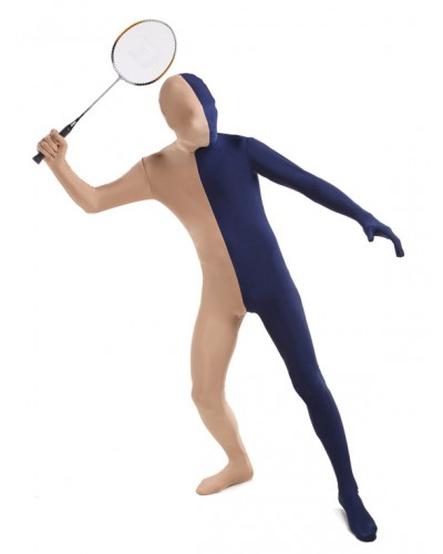 Unisex Morph Suit Fleshcolor And Navy Lycra Spandex Zentai Suit Full Body Suit