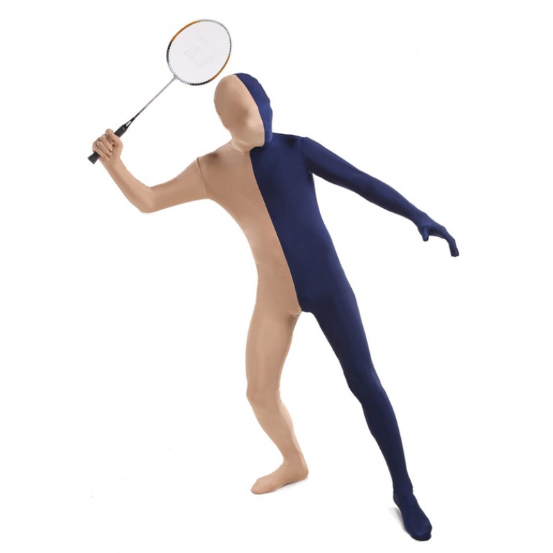 Unisex Morph Suit Fleshcolor And Navy Lycra Spandex Zentai Suit Full Body Suit