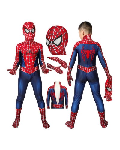 Men Spiderman Kids Cosplay Red Jumpsuit Lycra Spandex Catsuits Zentai 2002 Marvel Movie Spiderman Kids Cosplay Costumes