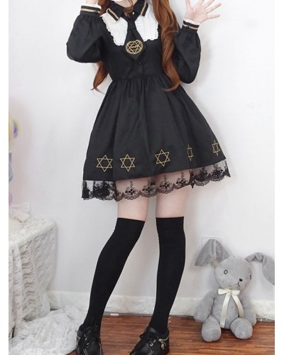 Classic Lolita OP Dress Starlet Lace Trim Black Lolita One Piece Dress Daily Casual Tea Party