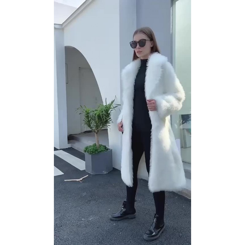 Faux Fur Coats White Winter Outwear For Women 2023 Classic  Traditional Casual Street Wear Field