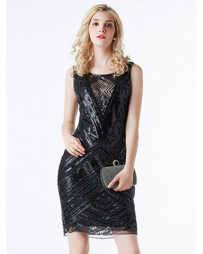 Black Flapper Dresses Sequin 1920s Fashion Style Outfits Great Gatsby Costume Women's Retro Dress 20s Party Dress Ball