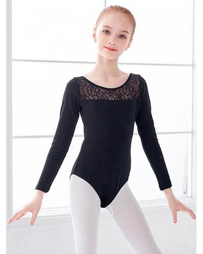 Women Ballet Dance Costumes Black 's Kid's Ballerina Lace Pleated Artwork Shaping Lycra Spandex Dancing Wear Jumpsuit Elegant Art Deco/Retro