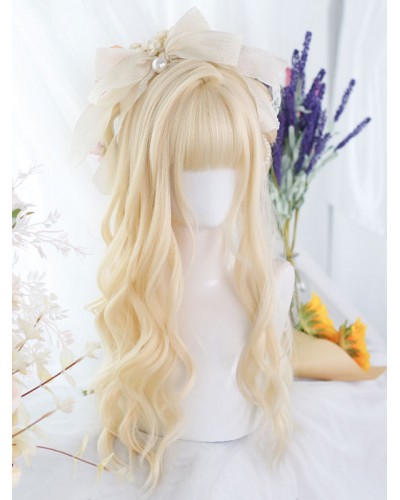 Lolita Wig Long Heat-resistant Fiber Light Gold Lolita Accessories Sweet Harajuku Fashion ROCOCO Daily Casual Tea Party