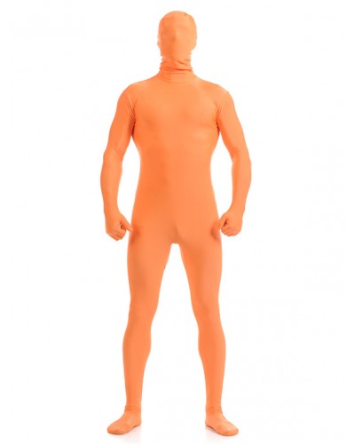 Orange Zentai Suit Adults Morph Suit Full Body Lycra Spandex Bodysuit For Men