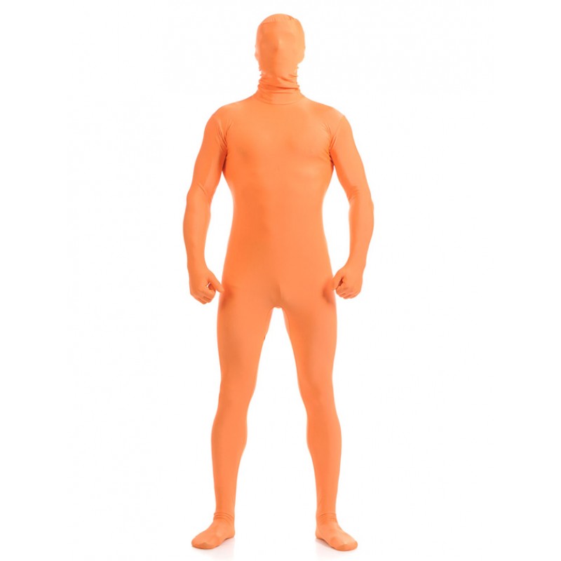 Orange Zentai Suit Adults Morph Suit Full Body Lycra Spandex Bodysuit For Men