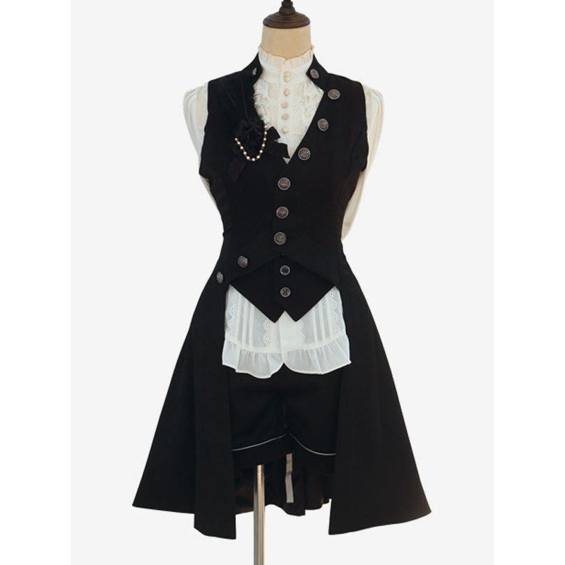 Lolita S Black Overcoat Polyester Spring Lolita Outwears Coat Steampunk Gothic Daily Casual Tea Party