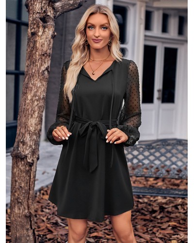 Skater Dresses V-Neck Long Sleeves Casual Mini Dress Bodycon Street Wear Daily Casual Dating