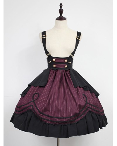 Classic Lolita Dress Neverland Morning Star Idol Academy SK Mahogany Stripe Lolita Skirt Original Design Classic  Traditional Spring Summer Fall Winter