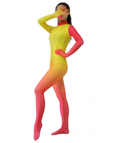 Women Gradient Color Bodysuit Adults Lycra Spandex Catsuit For Leotard