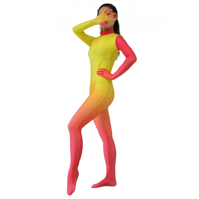 Women Gradient Color Bodysuit Adults Lycra Spandex Catsuit For Leotard