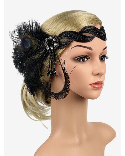 Women Feather Flapper Headpieces 1920s Fashion Great Gatsby Headband Retro Hair Accessories Halloween