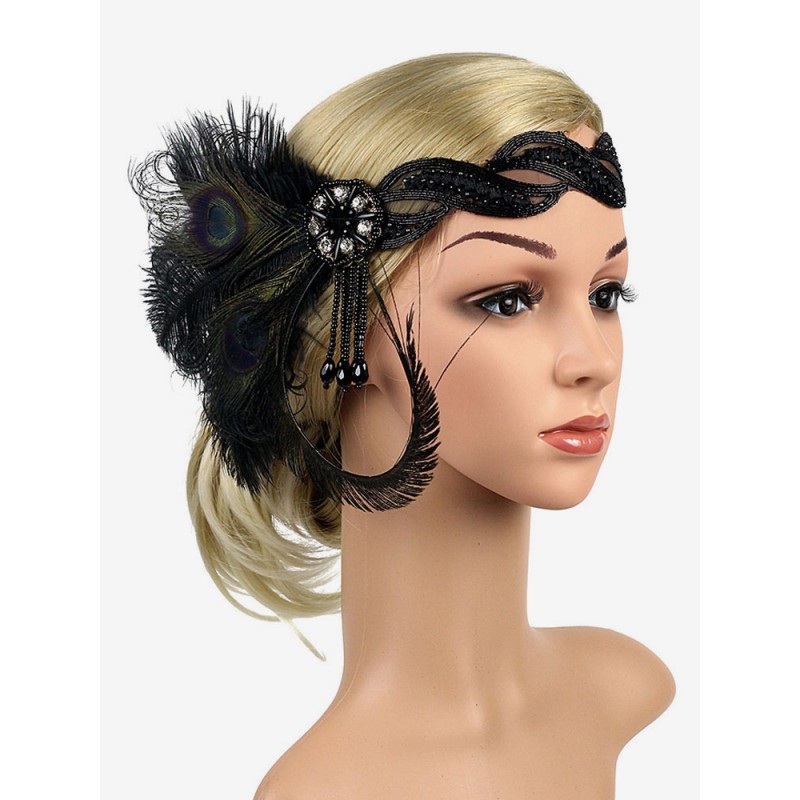 Women Feather Flapper Headpieces 1920s Fashion Great Gatsby Headband Retro Hair Accessories Halloween