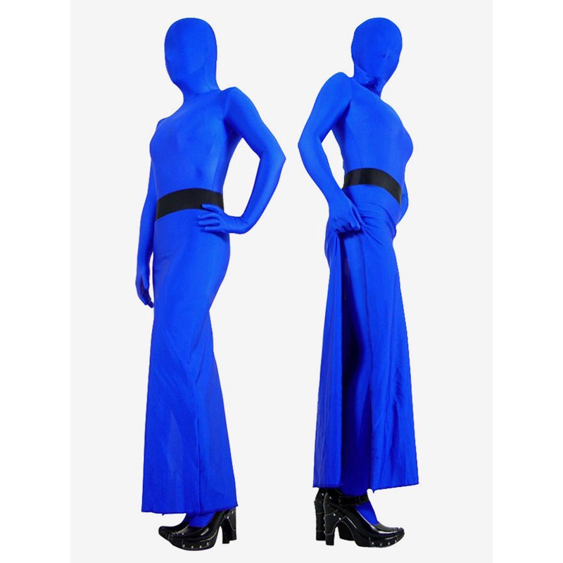 Halloween Morph Suit Bright Blue Skirt Style Lycra Spandex Zentai Suit Bodysuit