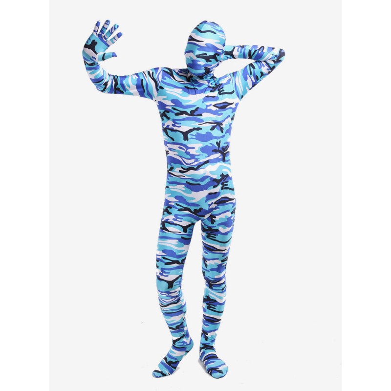 Unisex Morph Suit Blue Camouflage Lycra Spandex Fabric Zentai Suit Full Body Suit