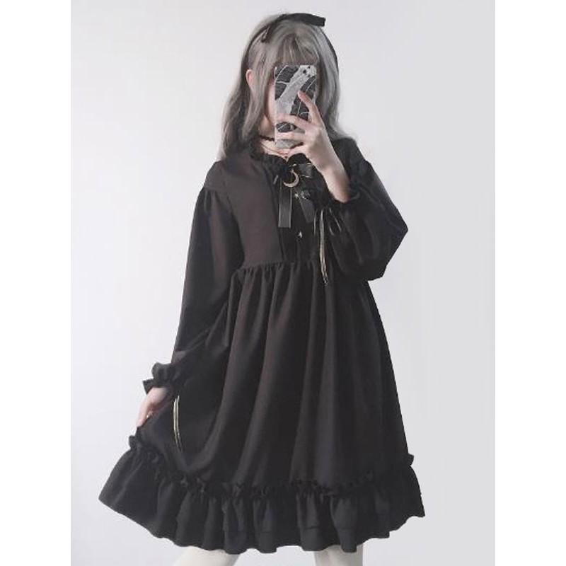 Classic Lolita OP Dress Black Bows Lolita One Piece Dresses Spring Summer Fall Winter Tea Party