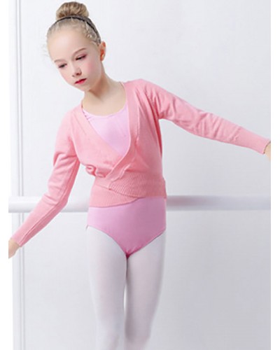 Women Ballet Dance Costumes Pink 's Kid's Dancer Pleated Lace Up Artwork Pleated Cotton Blend Overcoat Top Dancing Wear Tops Elegant Art Deco/Retro