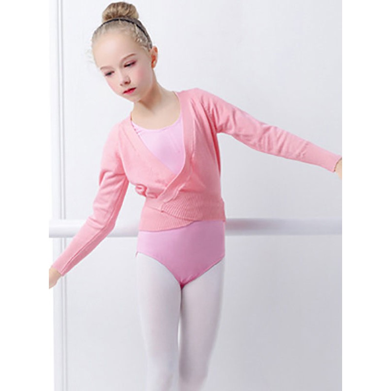 Women Ballet Dance Costumes Pink 's Kid's Dancer Pleated Lace Up Artwork Pleated Cotton Blend Overcoat Top Dancing Wear Tops Elegant Art Deco/Retro