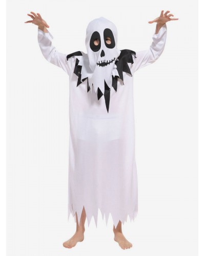 Halloween Ghost Costumes For Kids White Polyester Fiber Hood Clothes Holiday Costume Tunic