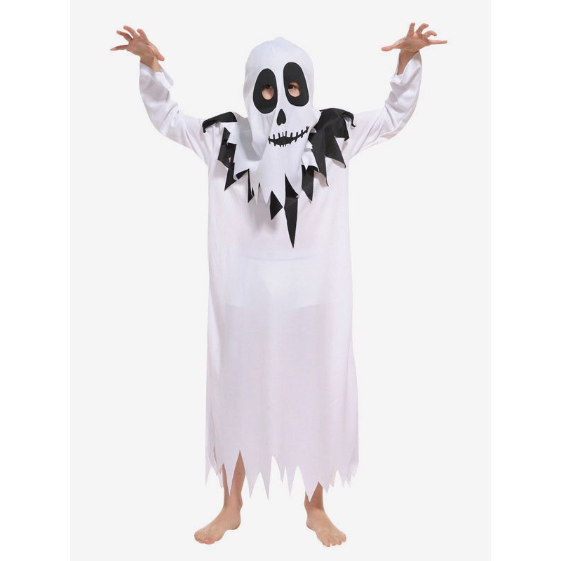 Halloween Ghost Costumes For Kids White Polyester Fiber Hood Clothes Holiday Costume Tunic