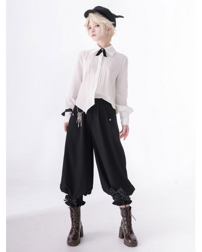 【Pre-sell】 Lolita Ouji Fashion Bows Long Sleeves Blouse Shirt Blouses Gothic Daily Casual Tea Party