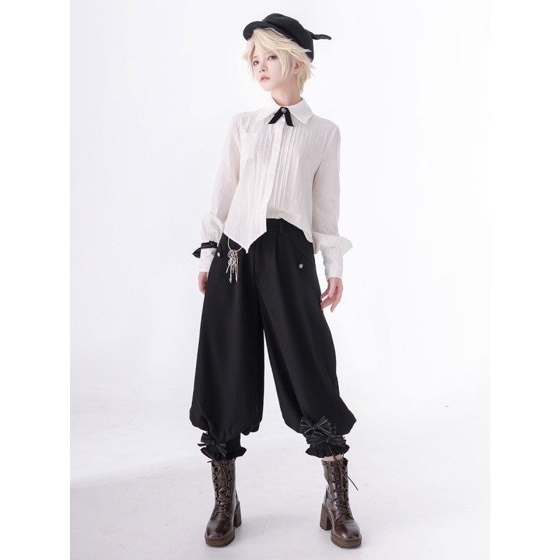 【Pre-sell】 Lolita Ouji Fashion Bows Long Sleeves Blouse Shirt Blouses Gothic Daily Casual Tea Party